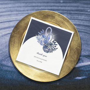 Elegant Beautiful Blue Swans Watercolor Art Napkins