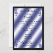 Elegant, Beautiful Blue Treble Clefs Sweet 16 Invitation (Back)