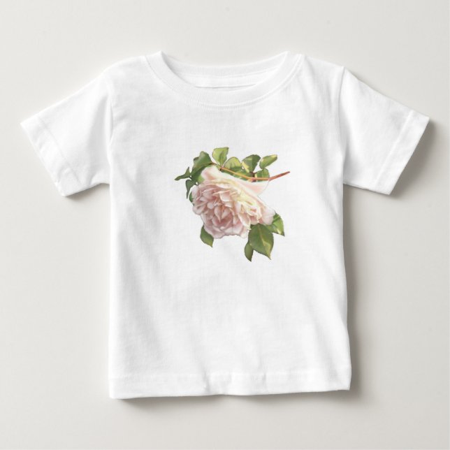 Elegant beautiful blushing white ivory pink roses baby T-Shirt (Front)