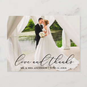 Elegant Beautiful Calligraphy Wedding Love Thanks Postcard