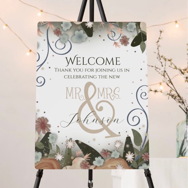 Elegant Beautiful Custom Floral Reception Welcome Foam Board (Creator Uploaded)