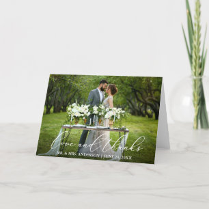 Elegant Beautiful Love Thanks Calligraphy Fold Thank You Card