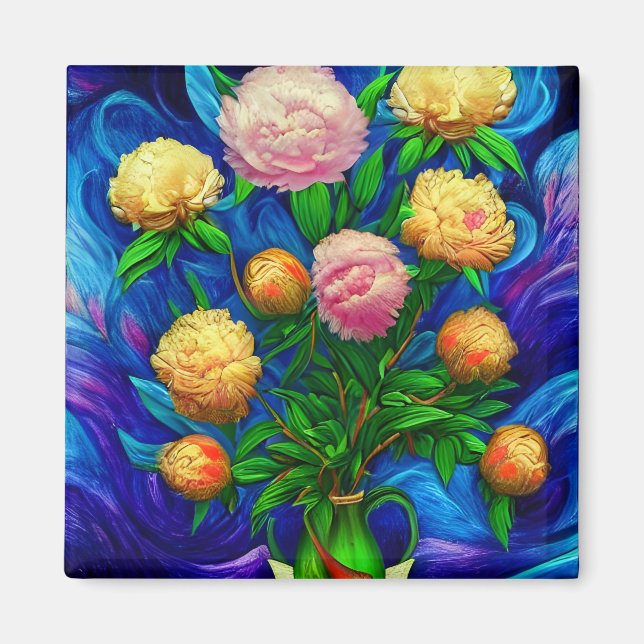 Elegant Beautiful Peony Collection Magnet (Front)