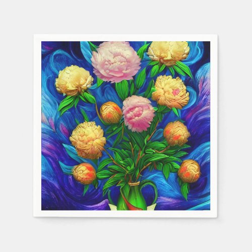 Elegant Beautiful Peony Collection Napkins