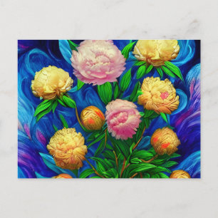 Elegant Beautiful Peony Collection Postcard