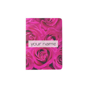 elegant beautiful pink flowers roses photo passport holder