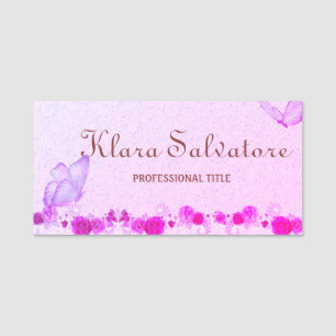 Elegant Beautiful PUrple Roses With Butterfly Name Tag