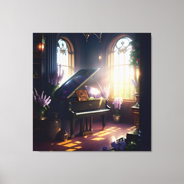 Elegant Beautiful Splendor Piano Room 3 Canvas Print (Front)
