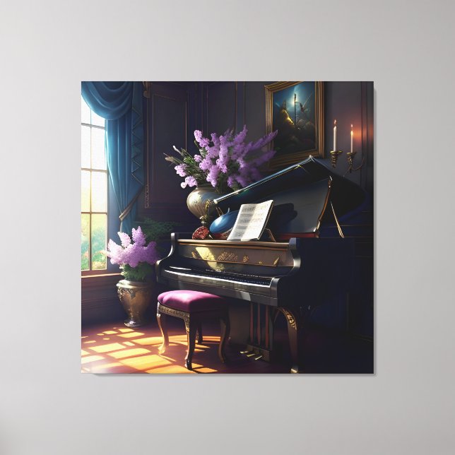 Elegant Beautiful Splendor Piano Room 6 Canvas Print (Front)