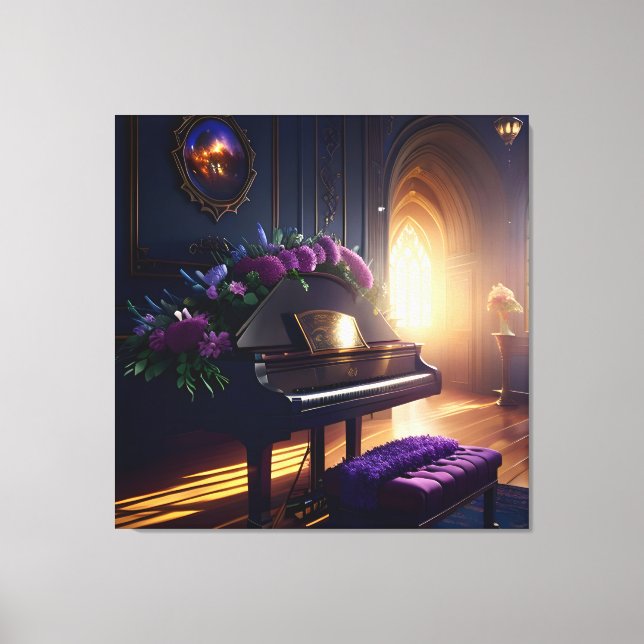 Elegant Beautiful Splendor Piano Room Canvas Print (Front)