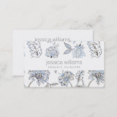 Elegant Beauty Blue Floral Pattern Cosmetologist Business Card (Front/Back)