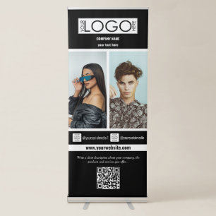Elegant Beauty Business Promotional 2 Photo Black Retractable Banner