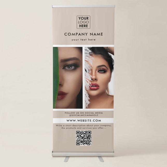Elegant Beauty Business Promotional 2 Photo Retractable Banner (Front)
