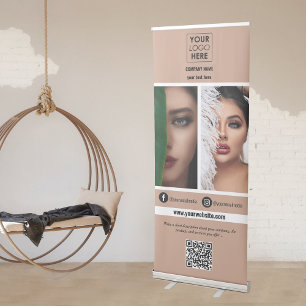 Elegant Beauty Business Promotional 2 Photo Retractable Banner