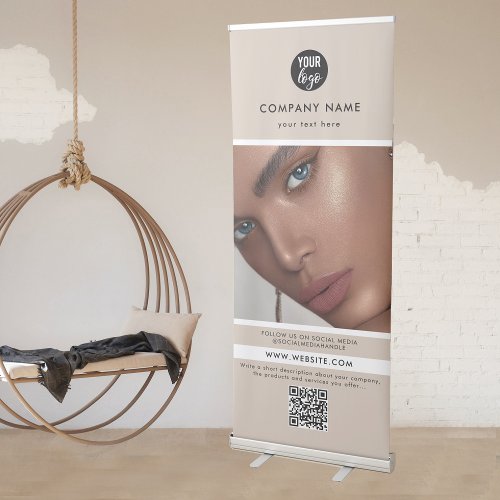 Elegant Beauty Business Promotional Photo Beige Retractable Banner