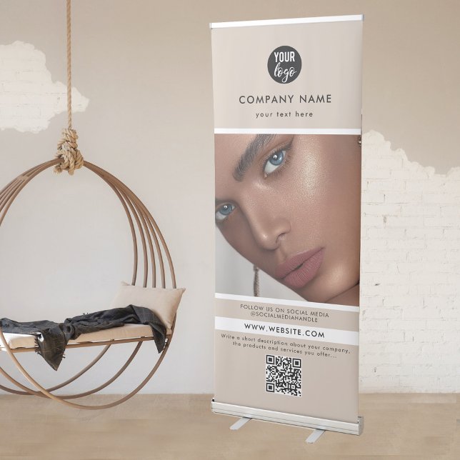 Elegant Beauty Business Promotional Photo Beige Retractable Banner (Creator Uploaded)
