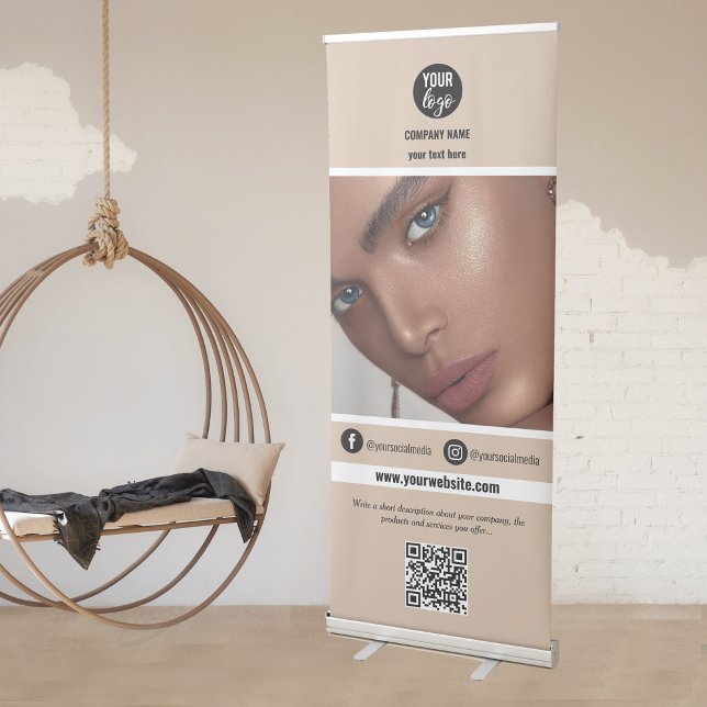 Elegant Beauty Business Promotional Photo Retractable Banner (Creator Uploaded)