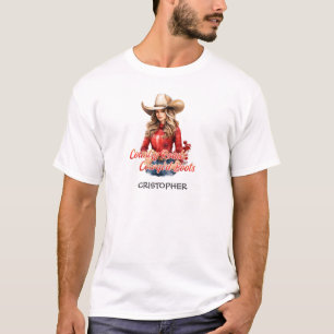 Elegant beauty Christmas cowgirl with hat T-Shirt