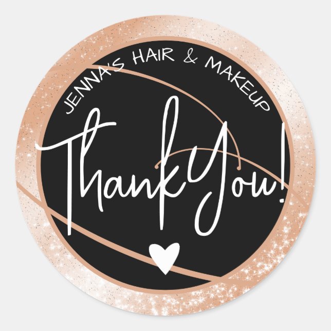 Elegant Beauty Favor Labels Stylish Peach Glitter  (Front)