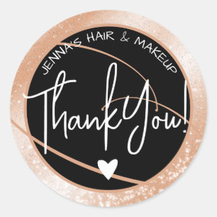 Elegant Beauty Favor Labels Stylish Peach Glitter