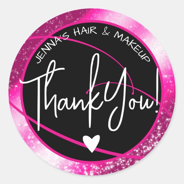 Elegant Beauty Favor Labels Stylish Pink Glitter  (Front)