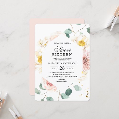 Elegant Beauty Flowers  Eucalyptus Colorful  Invitation