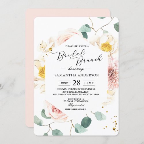 Elegant Beauty Flowers  Eucalyptus Colorful  Invitation