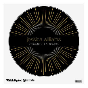 Elegant Beauty Gold Sunburst Beauty Salon Black Wall Decal