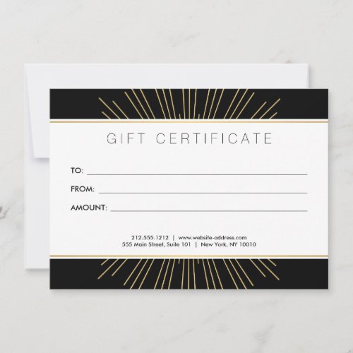 Elegant Beauty Gold Sunburst Black Gift Card