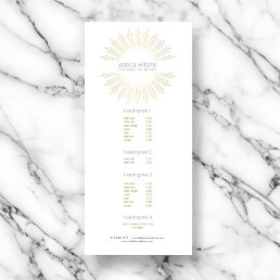 Elegant Beauty Gold Sunburst Cosmetologist, Salon Rack Card