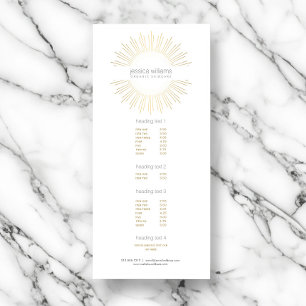 Elegant Beauty Gold Sunburst Cosmetologist, Salon Rack Card