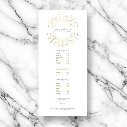 Elegant Beauty Gold Sunburst Cosmetologist Salon Rack Card