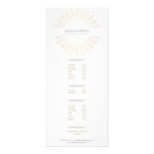 Elegant Beauty Gold Sunburst Cosmetologist Salon Rack Card