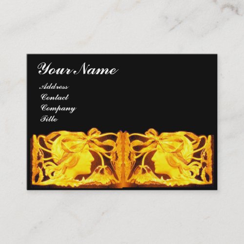 ELEGANT BEAUTY LADY WITH GOLD YELLOW  BOWFLOWERS BUSINESS CARD