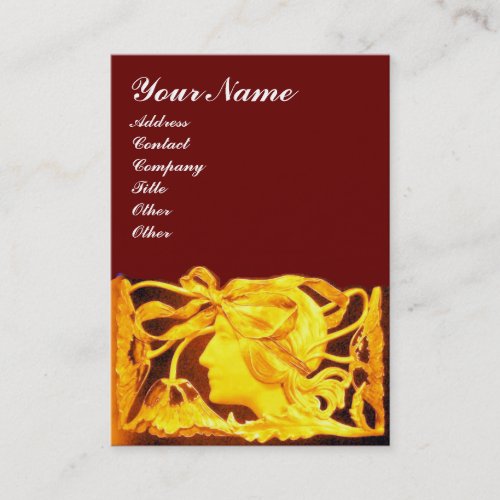 ELEGANT BEAUTY LADY WITH GOLD YELLOW  BOWFLOWERS BUSINESS CARD