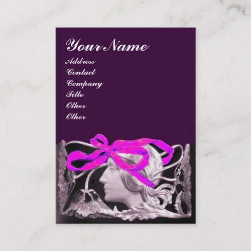 ELEGANT BEAUTY  LADY WITH PINK BOW AND FLOWERS BUSINESS CARD