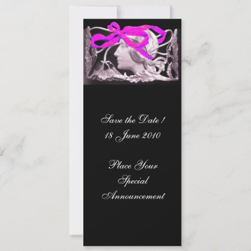 ELEGANT BEAUTY  LADY WITH PINK BOW AND FLOWERS INVITATION