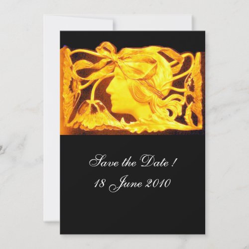 ELEGANT BEAUTY  LADY WITH YELLOW  BOW AND FLOWERS INVITATION