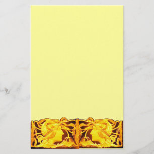 ELEGANT BEAUTY / LADY WITH YELLOW  BOW AND FLOWERS STATIONERY