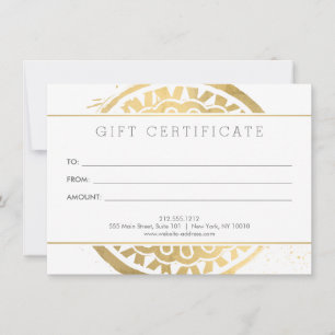 Elegant Beauty Mandala Logo Faux Gold Gift Card