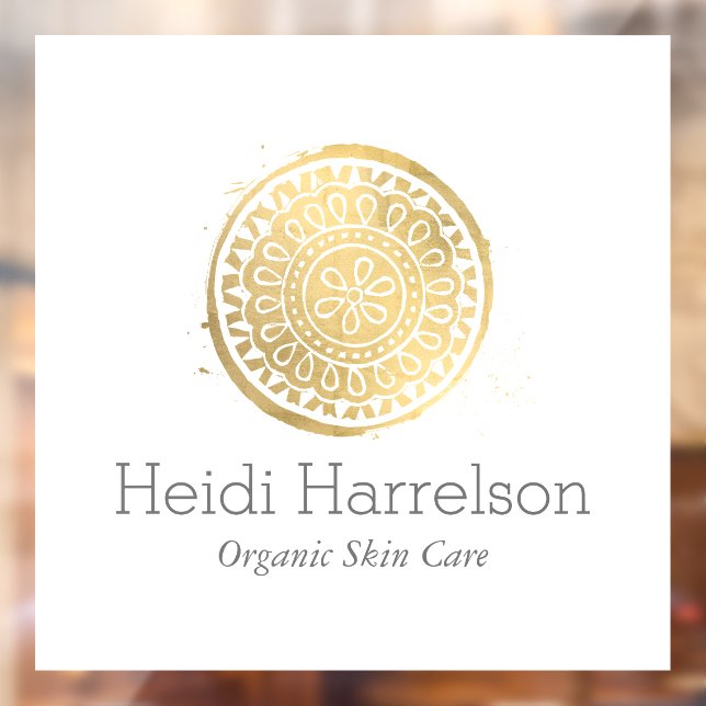 Elegant Beauty Mandala Logo Faux Gold Window Cling (Sheet 2)