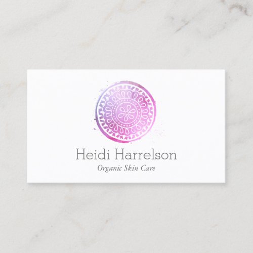 Elegant Beauty Mandala Logo PinkPurple Business Card