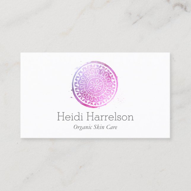 Elegant Beauty Mandala Logo Pink/Purple Business Card (Front)