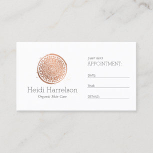 Elegant Beauty Mandala Logo Rose Gold Appointment Card