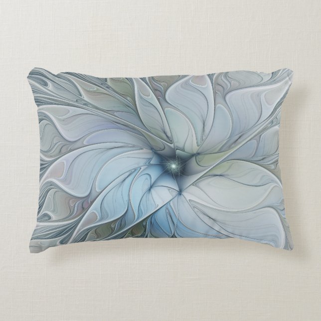Elegant Beauty Modern Abstract Fractal Art Flower Accent Pillow (Front)