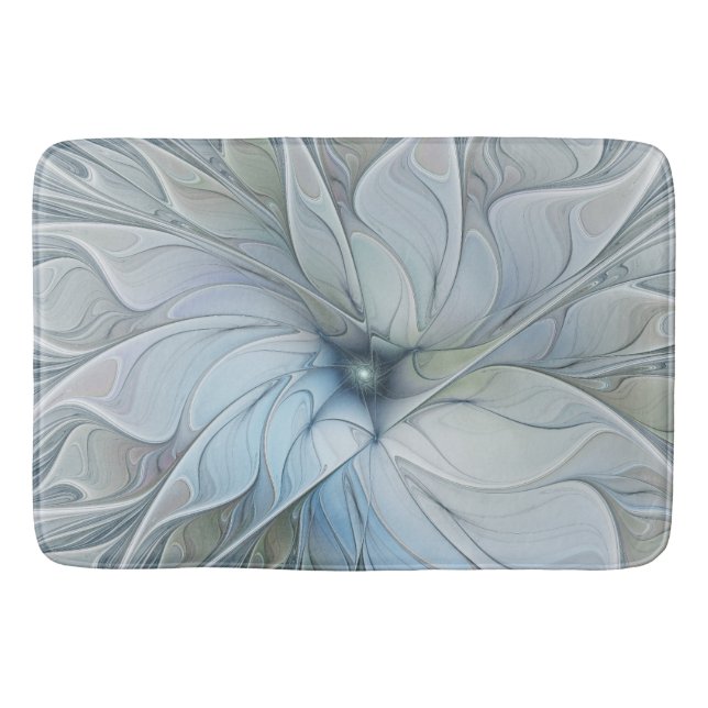 Elegant Beauty Modern Abstract Fractal Art Flower Bath Mat (Front)