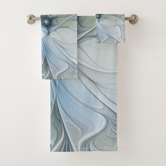 Elegant Beauty Modern Abstract Fractal Art Flower Bath Towel Set (Insitu)