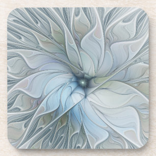 Elegant Beauty Modern Abstract Fractal Art Flower Beverage Coaster