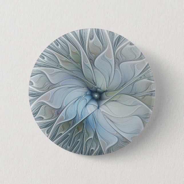 Elegant Beauty Modern Abstract Fractal Art Flower Button (Front)