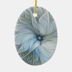 Elegant Beauty Modern Abstract Fractal Art Flower Ceramic Ornament